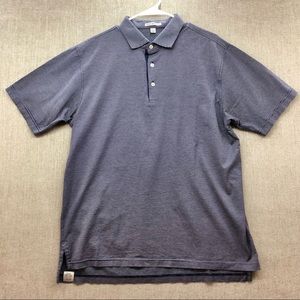 Peter Millar Striped Cotton Polo Shirt Size Large